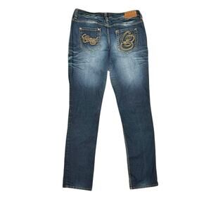 ★ COOGI Cursive Embroidered Denim Jeans w/ Gold Stitching on Back Pockets ★